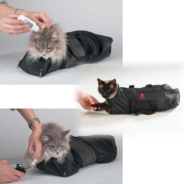 Sac de bain pour animaux, facilitant le toilettage et les soins des chats en toute sécurité.
