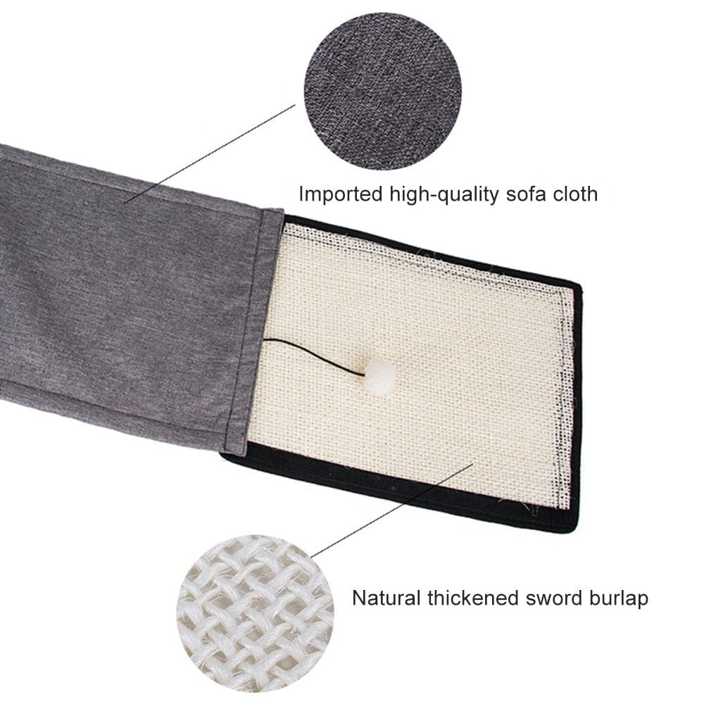 Détails du tapis de protection pour meubles en sisal, avec tissu haute qualité et burlap naturel.