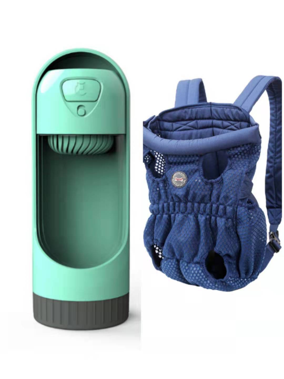 Sac à dos porte animal de compagnie respirant et distributeur d'eau pour animaux.