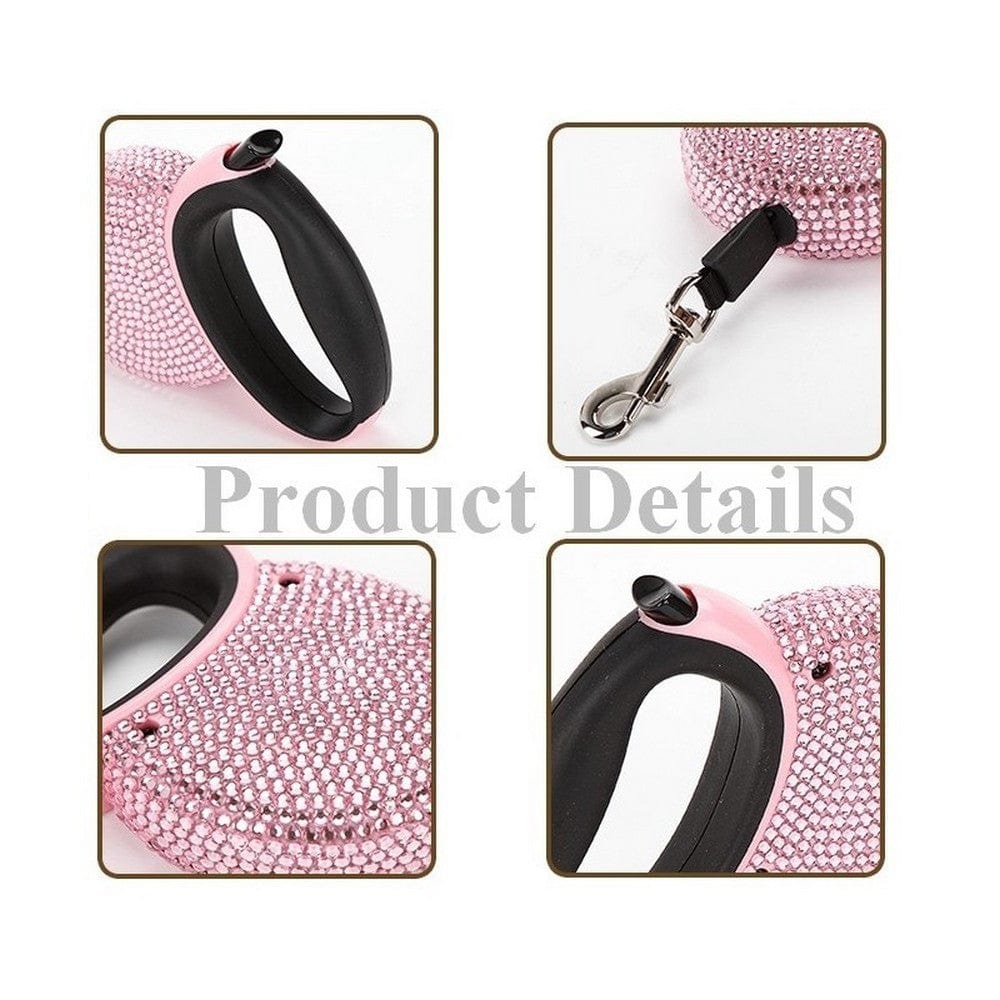 Détails de laisse pour chien ornée de diamants, confortable et stylée, idéale pour les promenades.