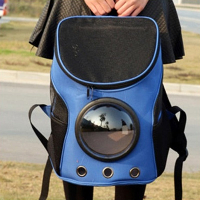 Sac à dos capsule astronaute bleu pour chats et chiens, idéal pour les aventures en extérieur.