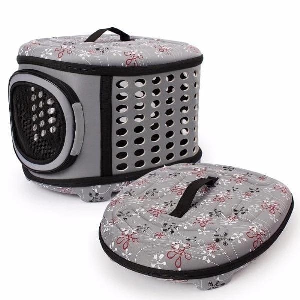 Sac à dos portable pour animaux, léger et résistant, avec design floral et ventilation optimale.