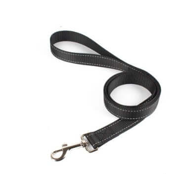 Laisse pour chien en nylon durable, idéale pour les promenades avec un clip de sécurité.