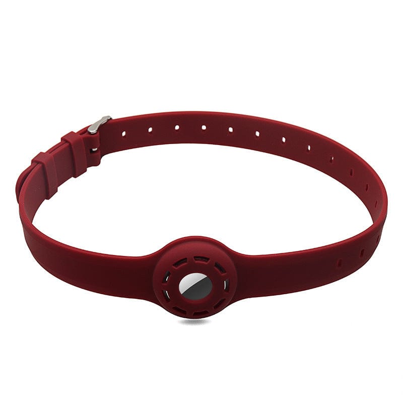 Collier antichute en silicone rouge pour animaux avec emplacement pour tracker Airtag.