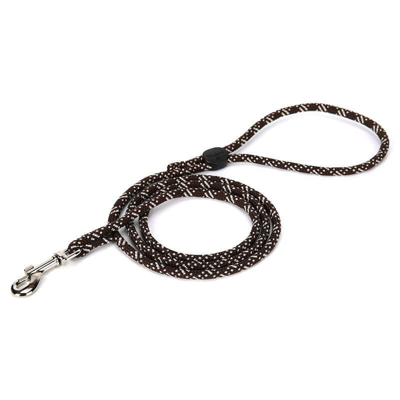 Laisse ajustable colorée pour animaux de compagnie en brun, idéale pour les balades avec votre chien.
