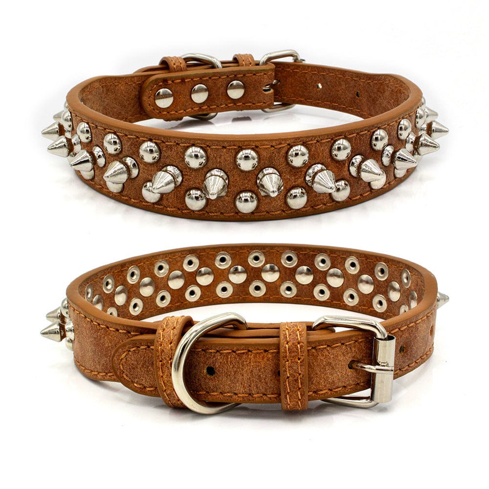 Collier pour chien en PU avec rivets, durable et élégant, parfait pour le confort de votre animal.