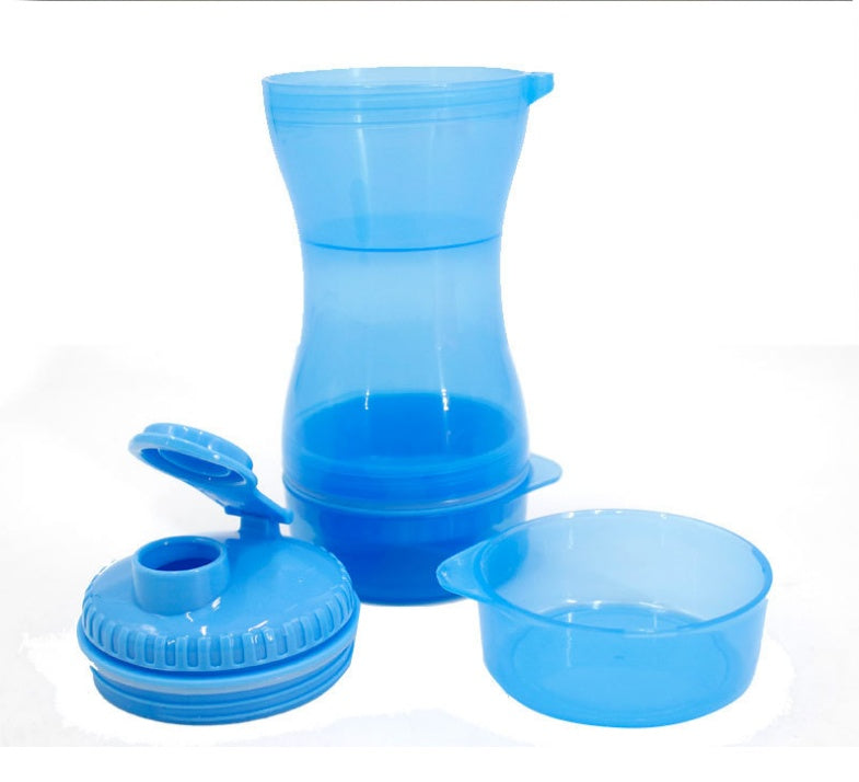 Tasse double usage bleu pour eau et nourriture pour animaux, durable et pratique pour chiens et chats.