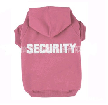 Pull à capuche en polaire rose pour chien avec inscription 'SECURITY', idéal pour le confort et le style.