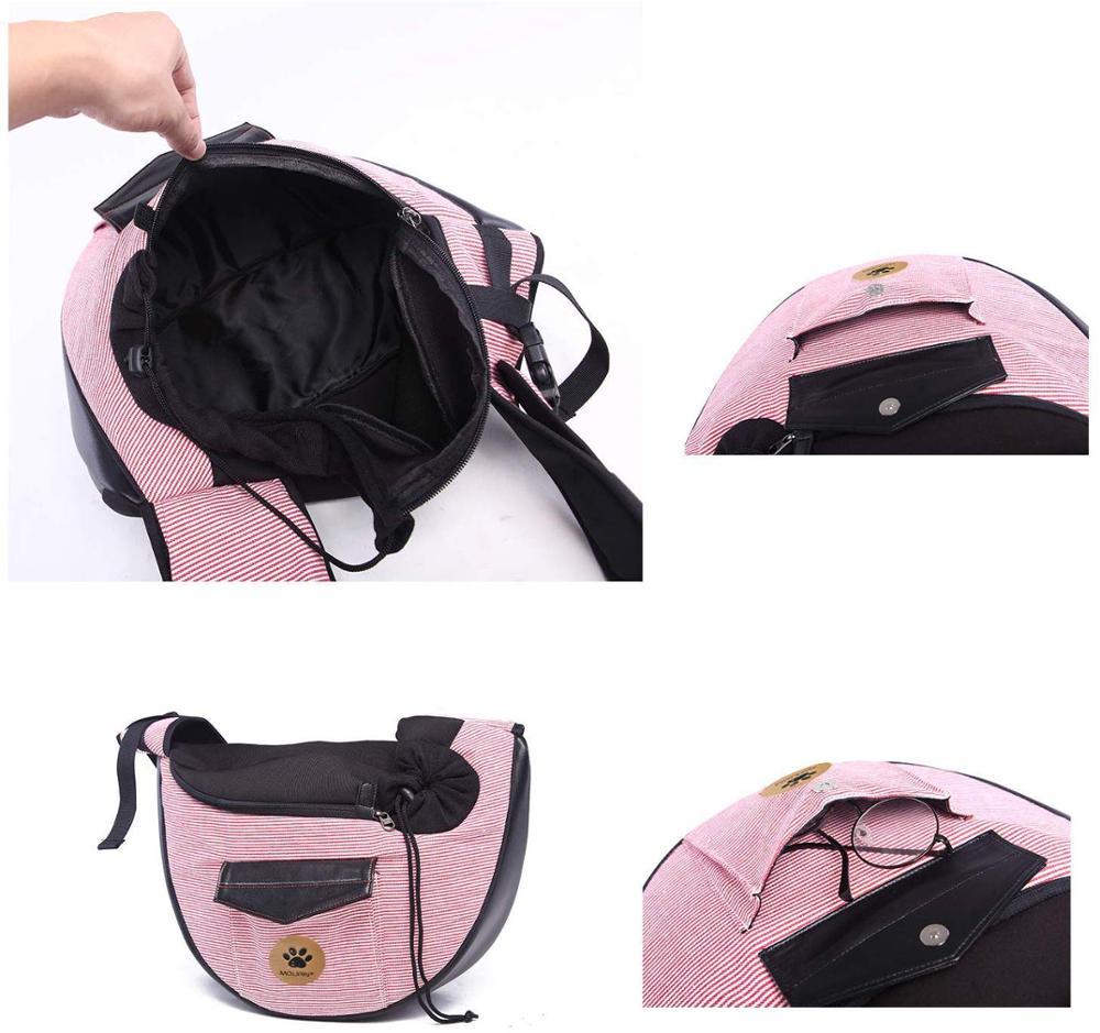 Sac de Voyage pour Animaux Chic et Confortable avec intérieur spacieux et design en coton rayé.