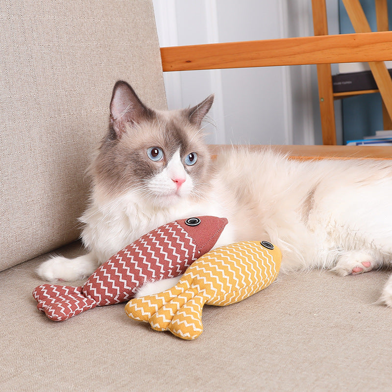 Jouet en Lin Poisson Amusant pour Chat