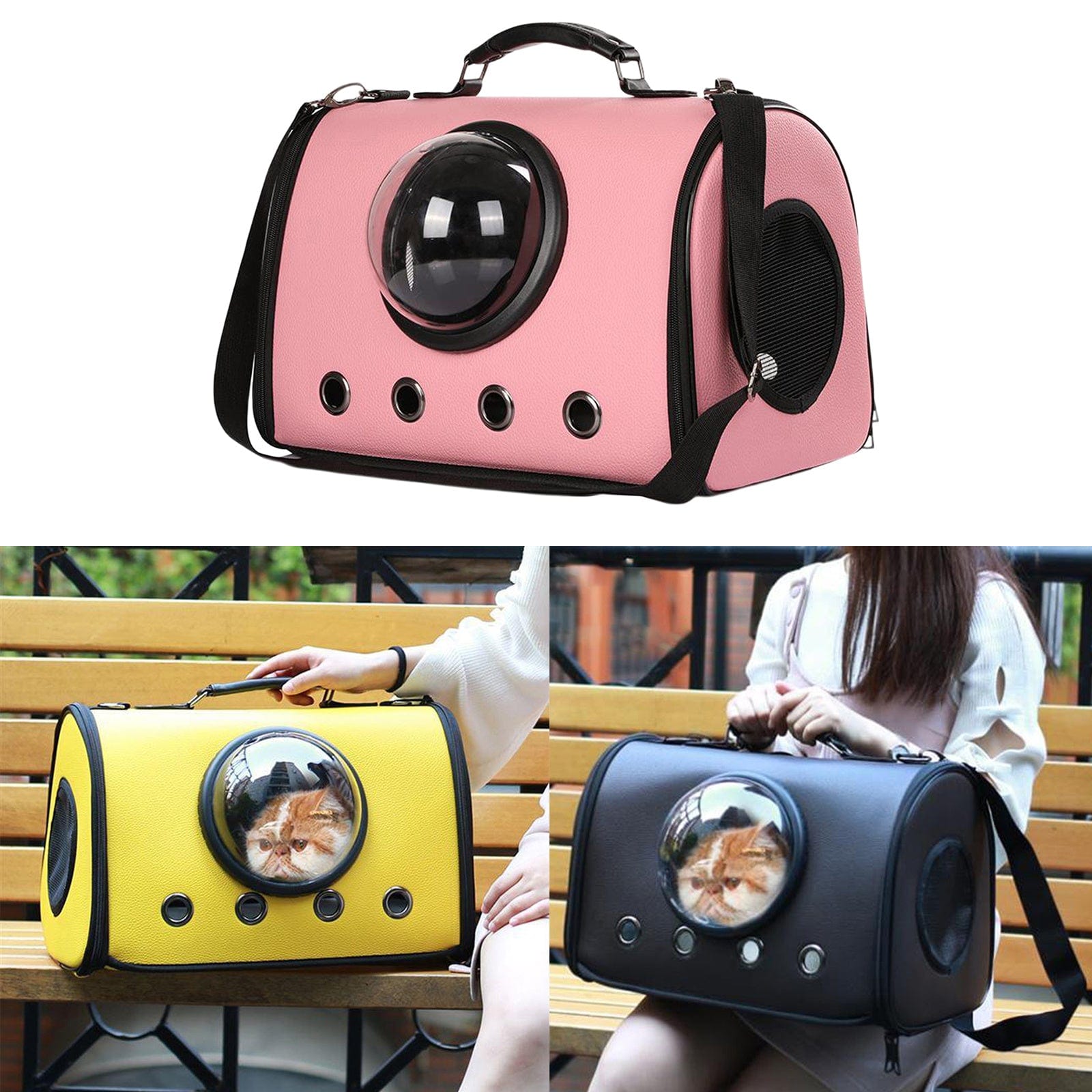 Sac à dos pour animaux de compagnie en plusieurs couleurs, idéal pour chiens et chats, avec vue panoramique.