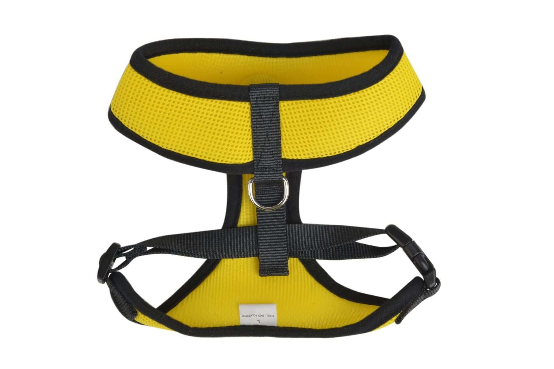 Harnais de poitrine en maille respirante jaune, léger et confortable pour animaux de compagnie, idéal pour les promenades.