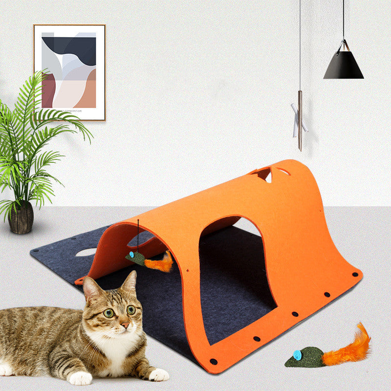 Jouet Tunnel 2 en 1 pour Chats – Maison Douillette Amovible