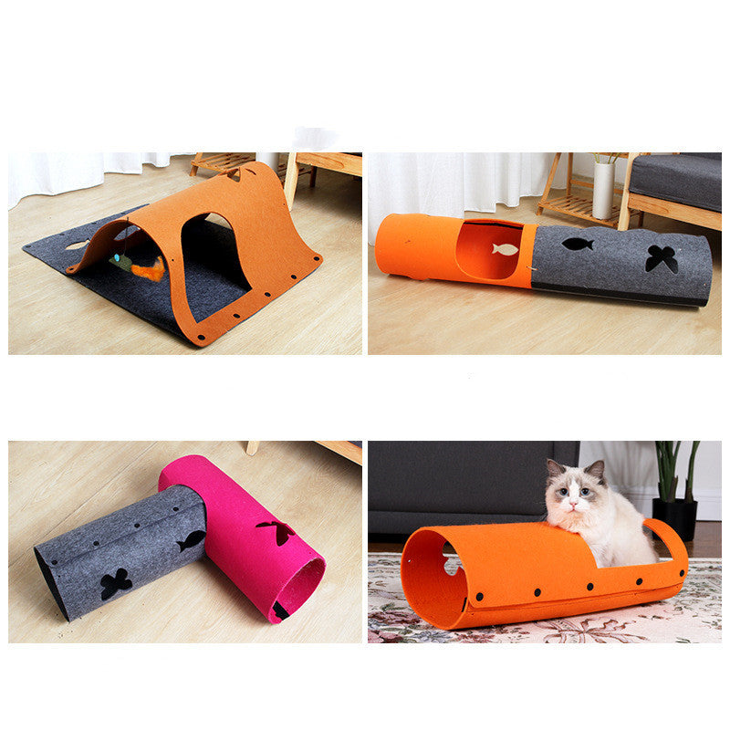 Jouet Tunnel 2 en 1 pour Chats – Maison Douillette Amovible