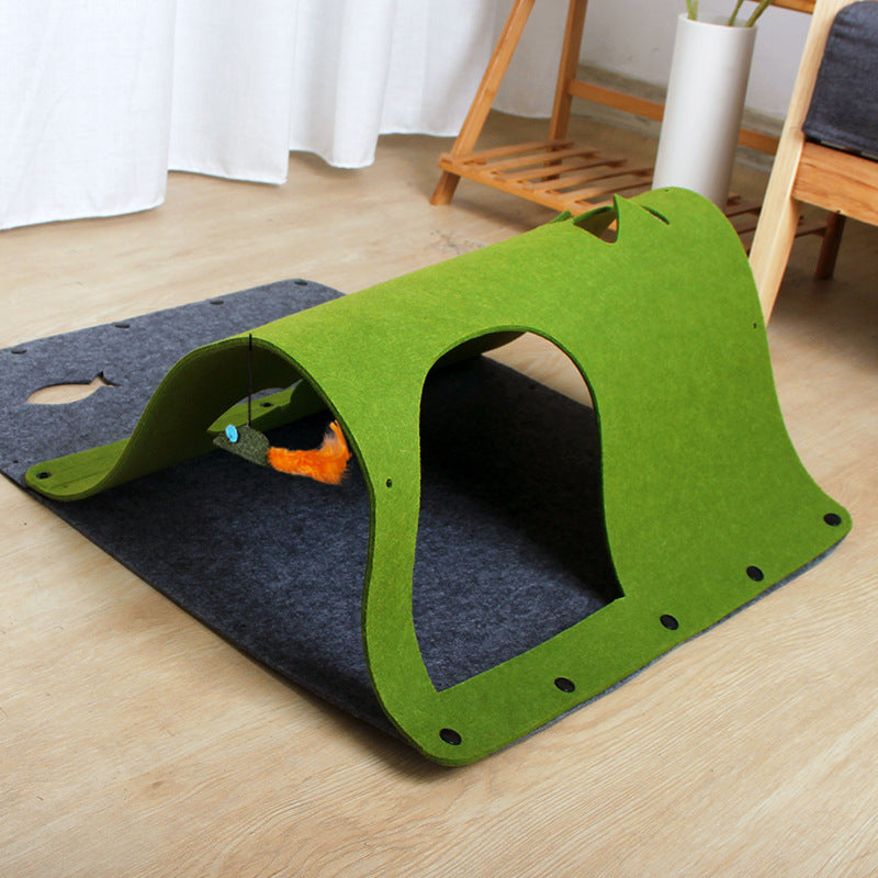 Jouet Tunnel 2 en 1 pour Chats – Maison Douillette Amovible