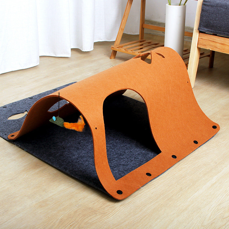 Jouet Tunnel 2 en 1 pour Chats – Maison Douillette Amovible