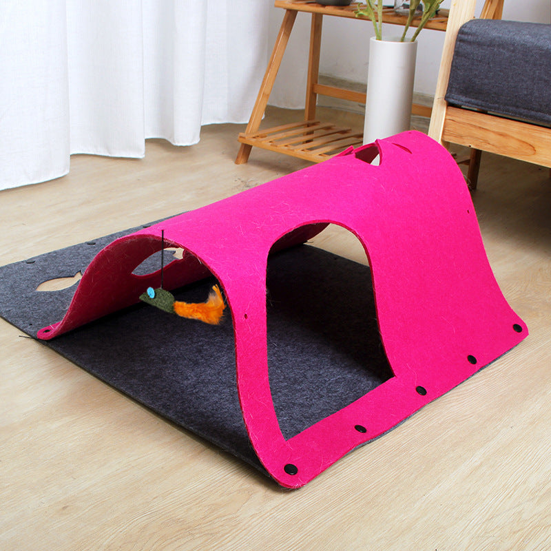 Jouet Tunnel 2 en 1 pour Chats – Maison Douillette Amovible