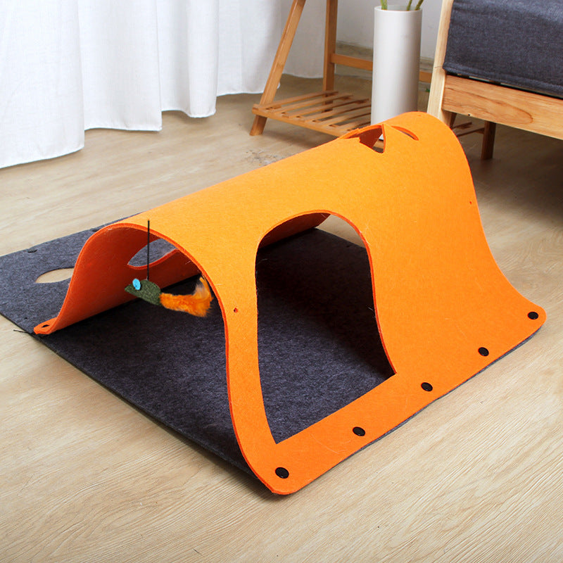Jouet Tunnel 2 en 1 pour Chats – Maison Douillette Amovible