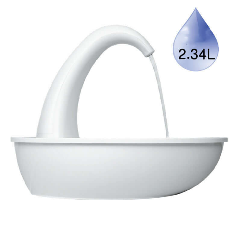 Fontaine à boire pour animaux de compagnie Swan, capacité 2,34 litres, design silencieux et efficace.