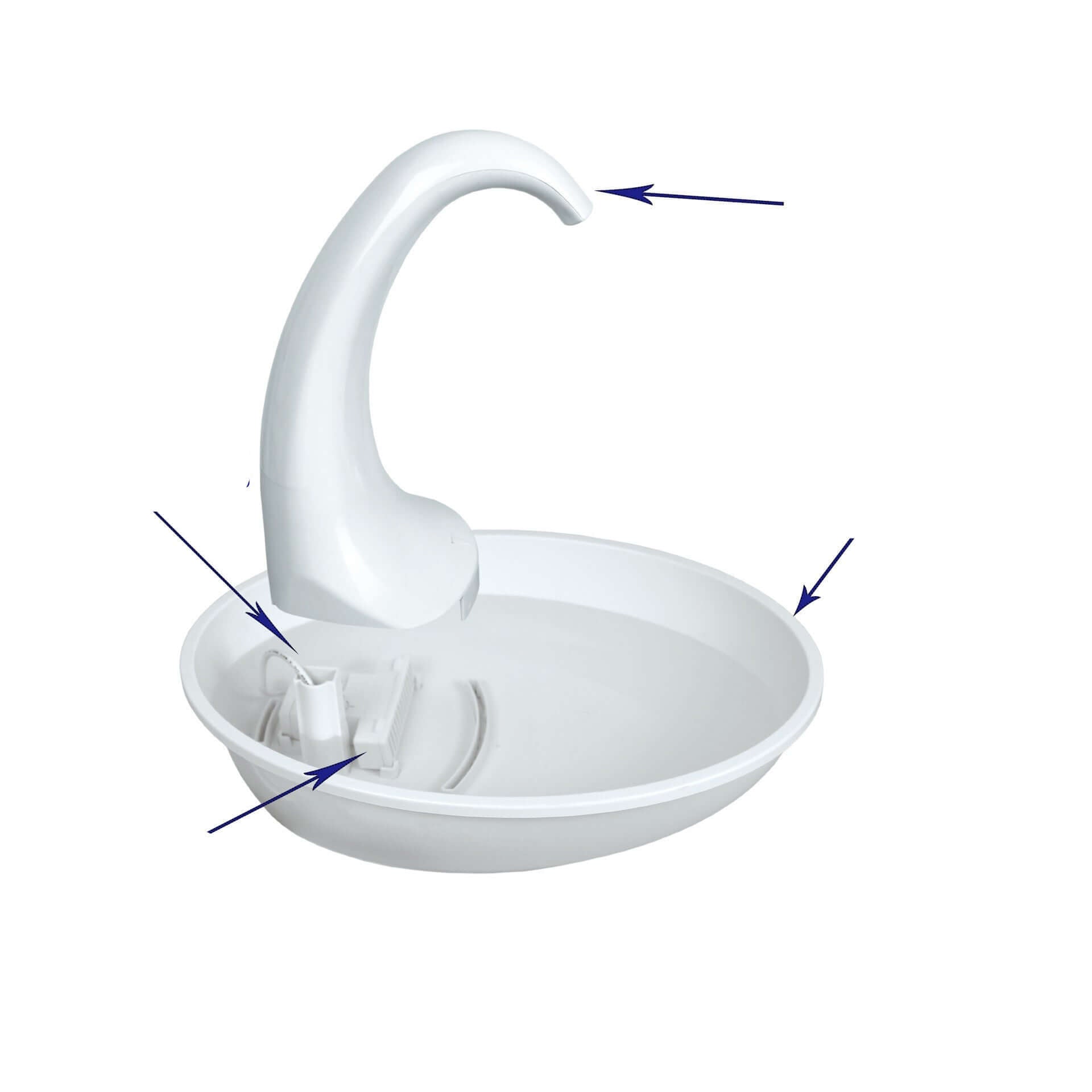 Fontaine à boire pour animaux de compagnie modèle Swan, design en forme de cygne avec distribution d'eau silencieuse.