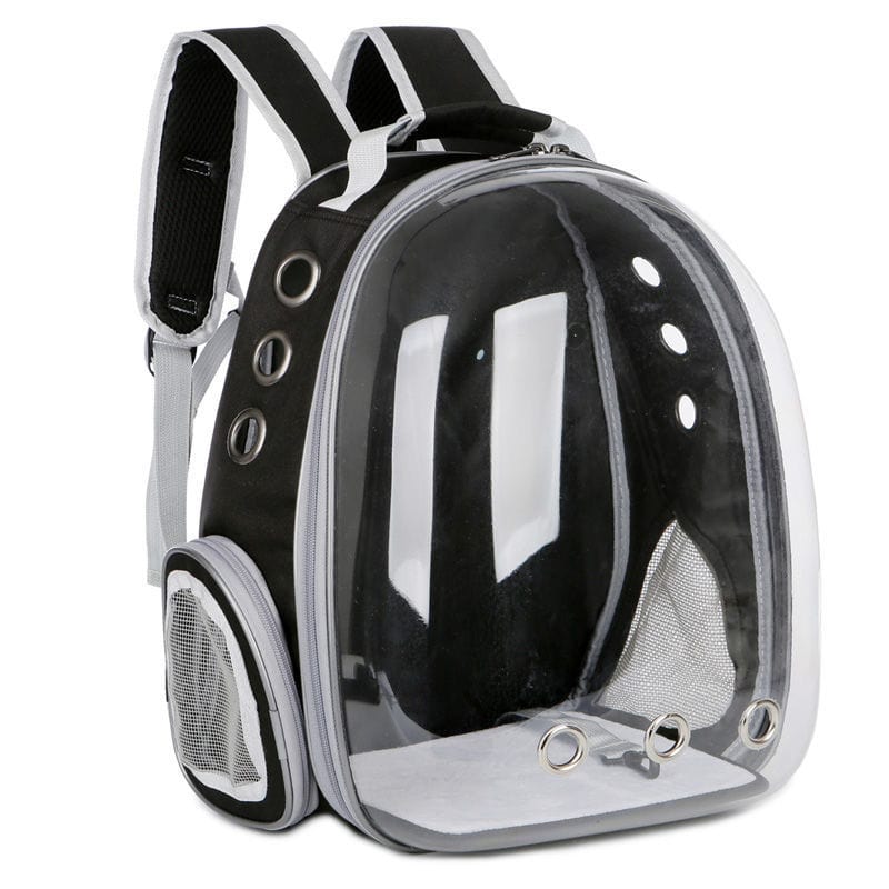 Sac à dos transparent pour animaux de compagnie, confortable et respirant, avec multiples ventilations.