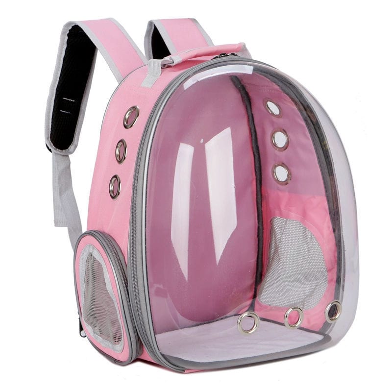 Sac à dos transparent pour animaux, respirant et confortable, idéal pour le transport de chiens et chats.