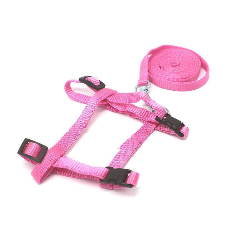 Rope de Traction pour Lapin rose avec harnais en nylon et laisse, idéal pour promener votre petit animal en toute sécurité.
