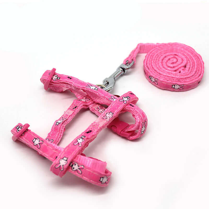 Rope de Traction pour Lapin rose avec motif mignon, accessoire de sécurité pour promener les petits animaux.