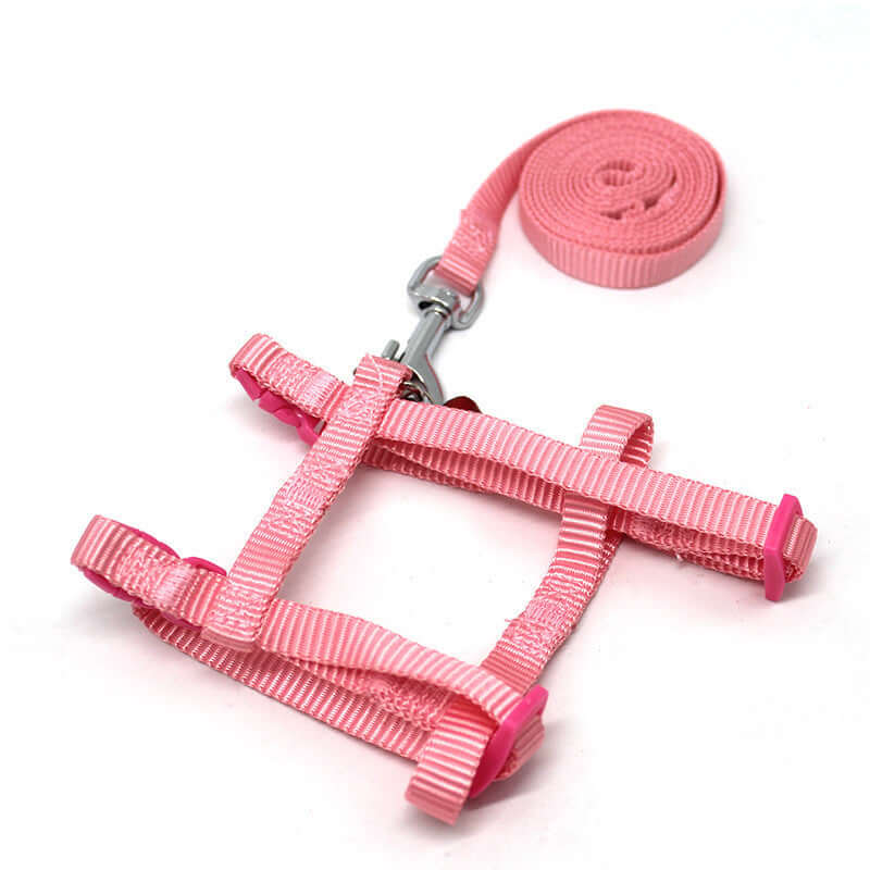 Rope de Traction pour Lapin rose avec harnais sécurisé et laisse, accessoire pour animaux domestiques.