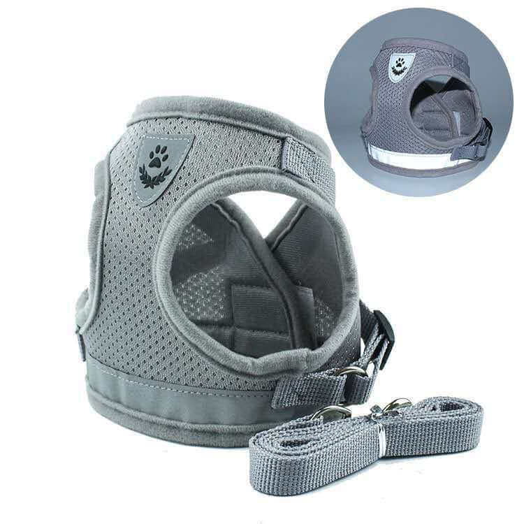 Harnais DogEZAsh Réfléchissant en corde pour chiens, mesh respirant, durable, avec laisse incluse.