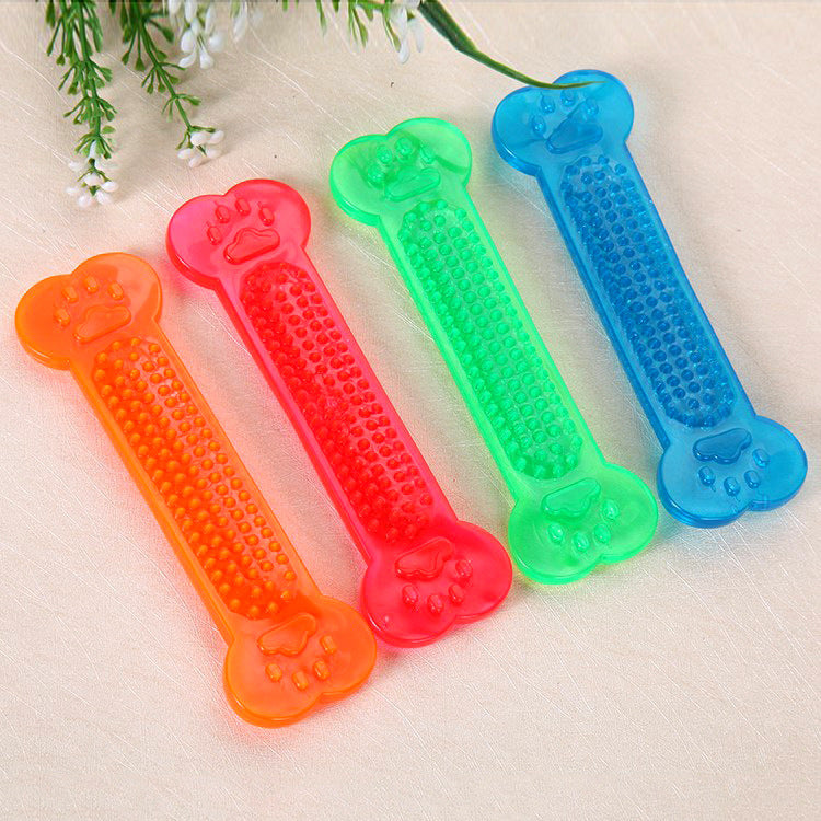 Jouet en os plat transparent en PVC pour chien