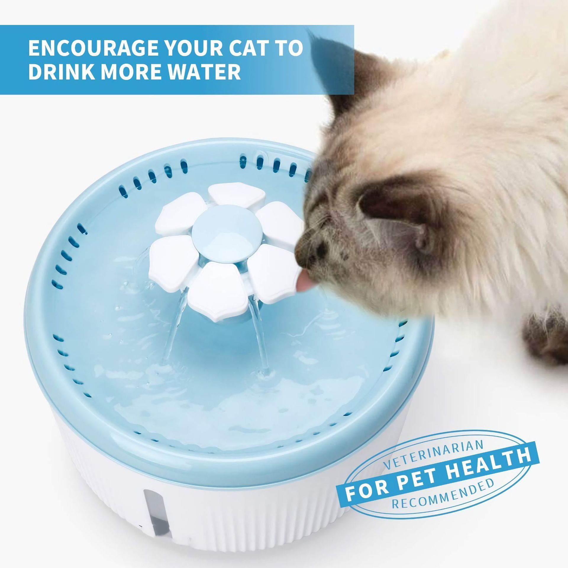 Fontaine à eau automatique pour chats encourageant l'hydratation saine et continue.