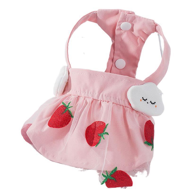 Robe princesse fraise rose pour chien, légère et confortable, idéale pour l'été.