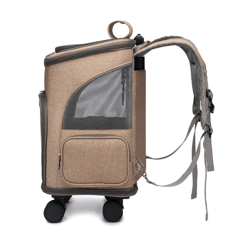 Sac à dos pliable pour animaux avec trolley, idéal pour chats et chiens jusqu'à 12 lbs, design pratique et moderne.