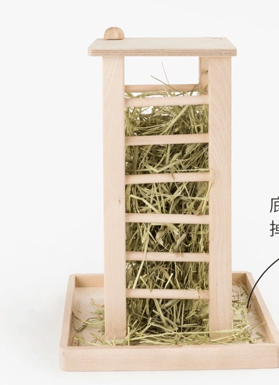 Cadre à Herbe Multifonctionnel en Bois pour Lapins, avec herbe à l'intérieur, idéal pour le confort des animaux.
