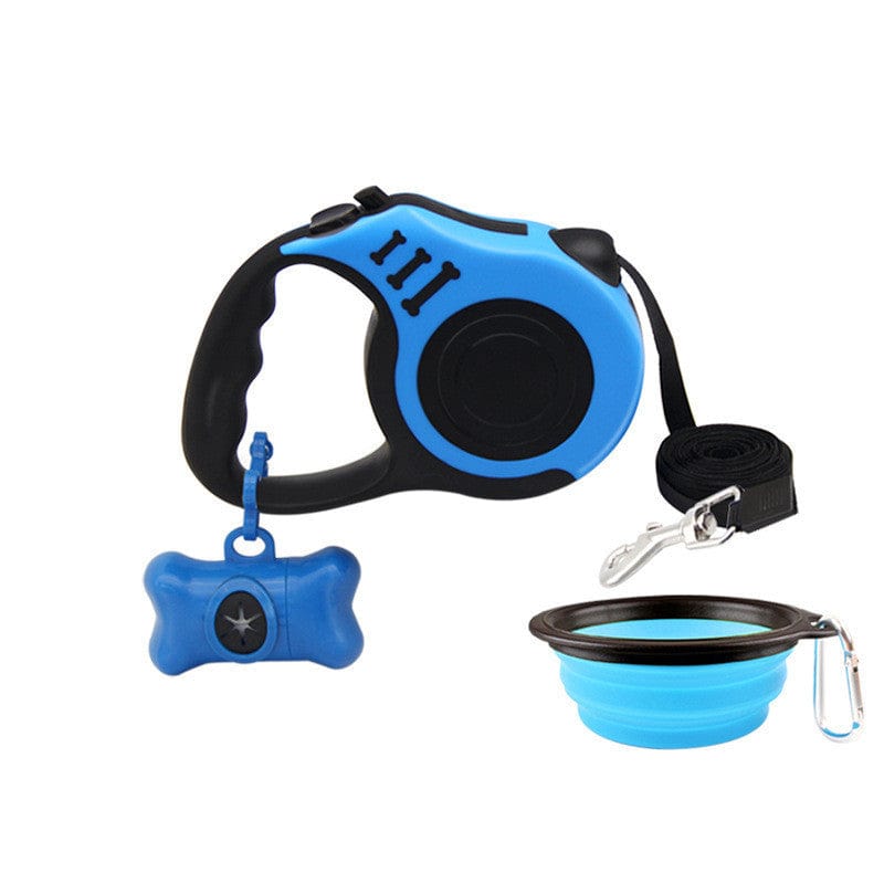 Ensemble de corde de traction pour chien avec bol pliable, idéal pour les promenades et pauses hydratation.