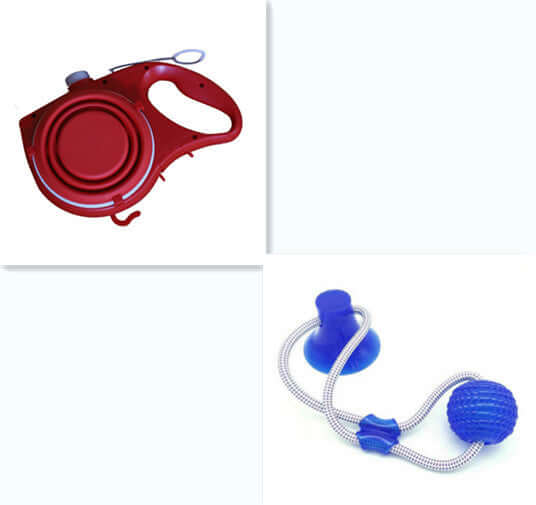Laisse pour chien rouge avec bouteille d'eau et coupe, accessoires pour animaux de compagnie, jouet interactif.
