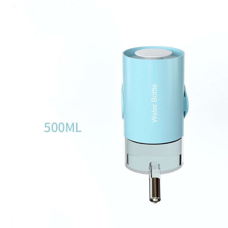Distributeur d'eau suspendu pour animaux de 500ML en bleu, idéal pour chiens et chats.