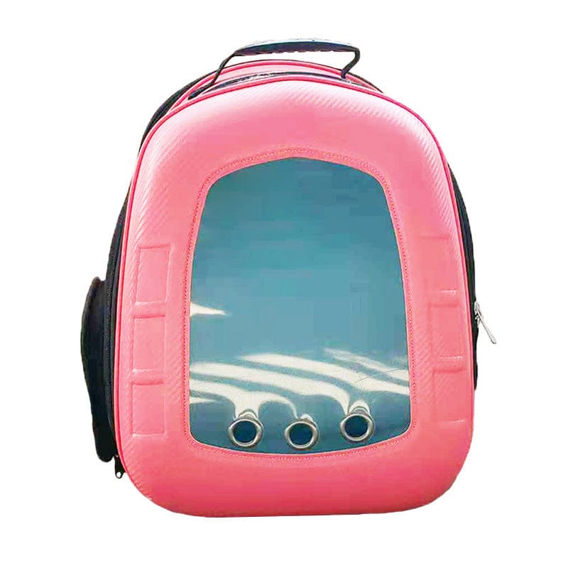 Sac à dos capsule pour animaux de compagnie en rose avec fenêtre transparente, idéal pour les sorties stylées et pratiques.