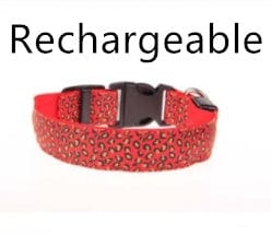 Collier LED ajustable en nylon léopard pour chien, rechargeable, idéal pour les promenades nocturnes.