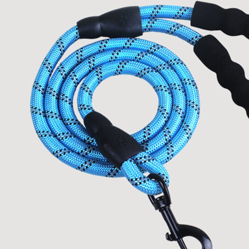 Corde de traction réfléchissante en nylon bleu pour animaux, parfaite pour les promenades en toute sécurité.