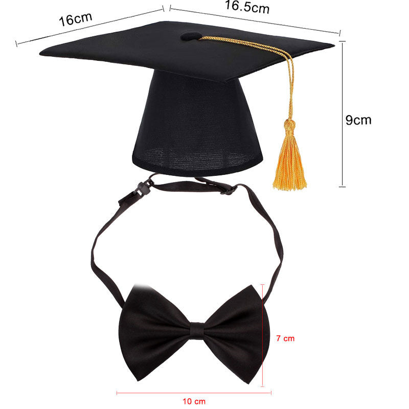 Chapeau de Docteur pour Animaux avec Nœud Papillon, parfait pour les cérémonies de graduation et les fêtes à thème.