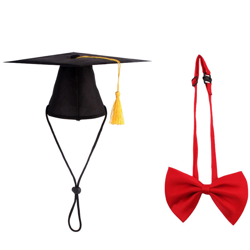 Chapeau de Docteur pour Animaux avec Nœud Papillon, parfait pour les cérémonies de graduation et les fêtes à thème.