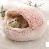 Lit Douillet 2 En 1 pour Chiens et Chats - Lit d'Hiver Rond en Peluche