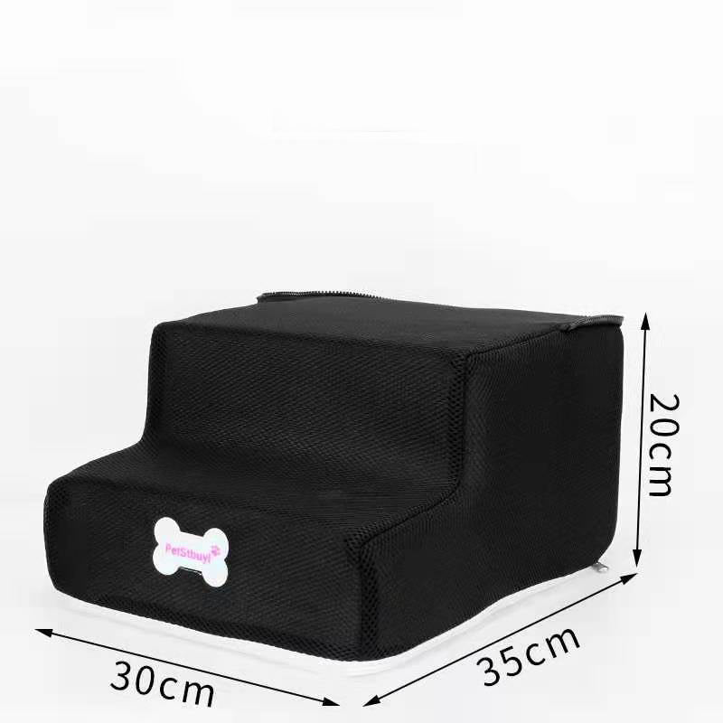 Escaliers pour chiens en noir, 30x35x20 cm, matières confortables et faciles à nettoyer, idéal pour animaux.