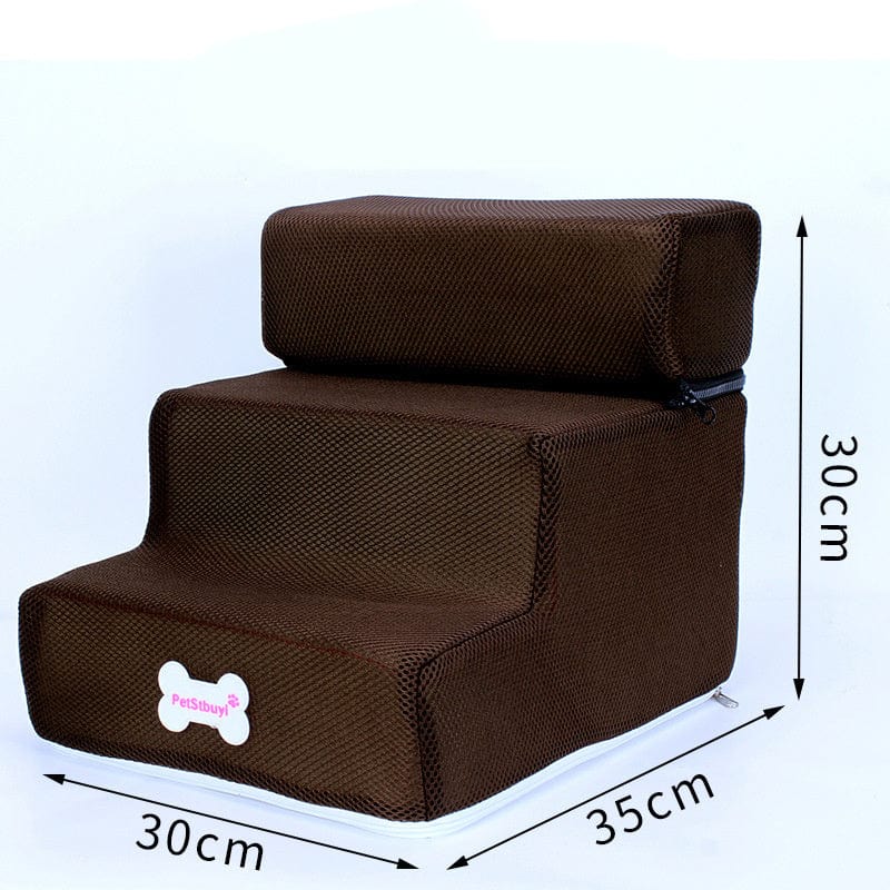 Escaliers pour chiens en cuir synthétique, 3 marches, design pratique pour animaux de compagnie.