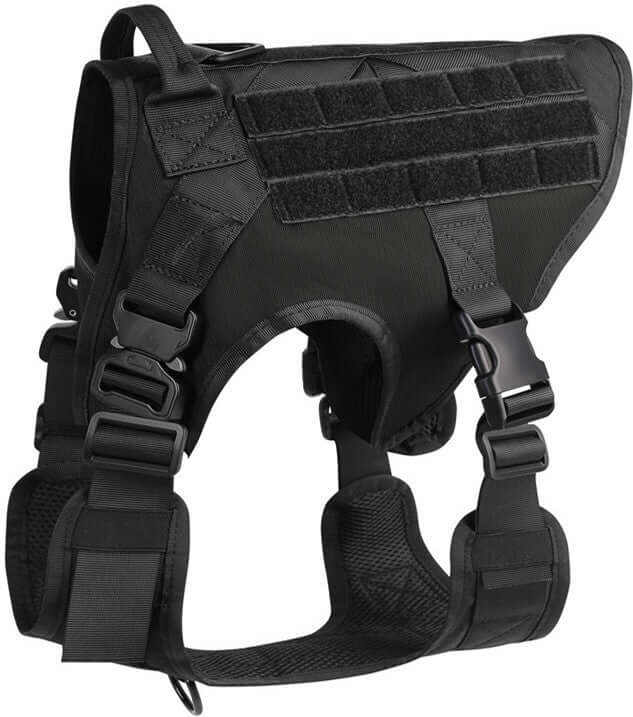 Harnais de sécurité tactique pour chien en nylon 1000D, idéal pour les animaux d'assistance et les jeunes chiens.