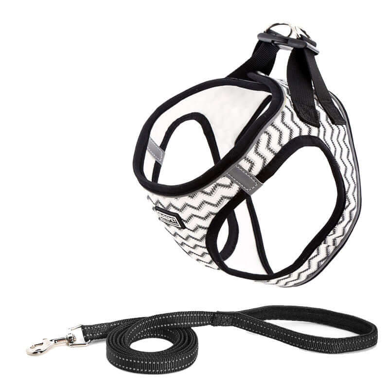 Harnais de poitrine pour chien avec laisse, léger et respirant, pour des promenades confortables et sécurisées.