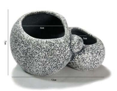 Pots hydroponiques en pierre céramique pour cichlidés, tailles variées, idéaux pour aquarium.