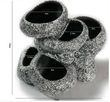 Pots hydroponiques en pierre céramique pour cichlidés, taille variée, design idéal pour aquariums.